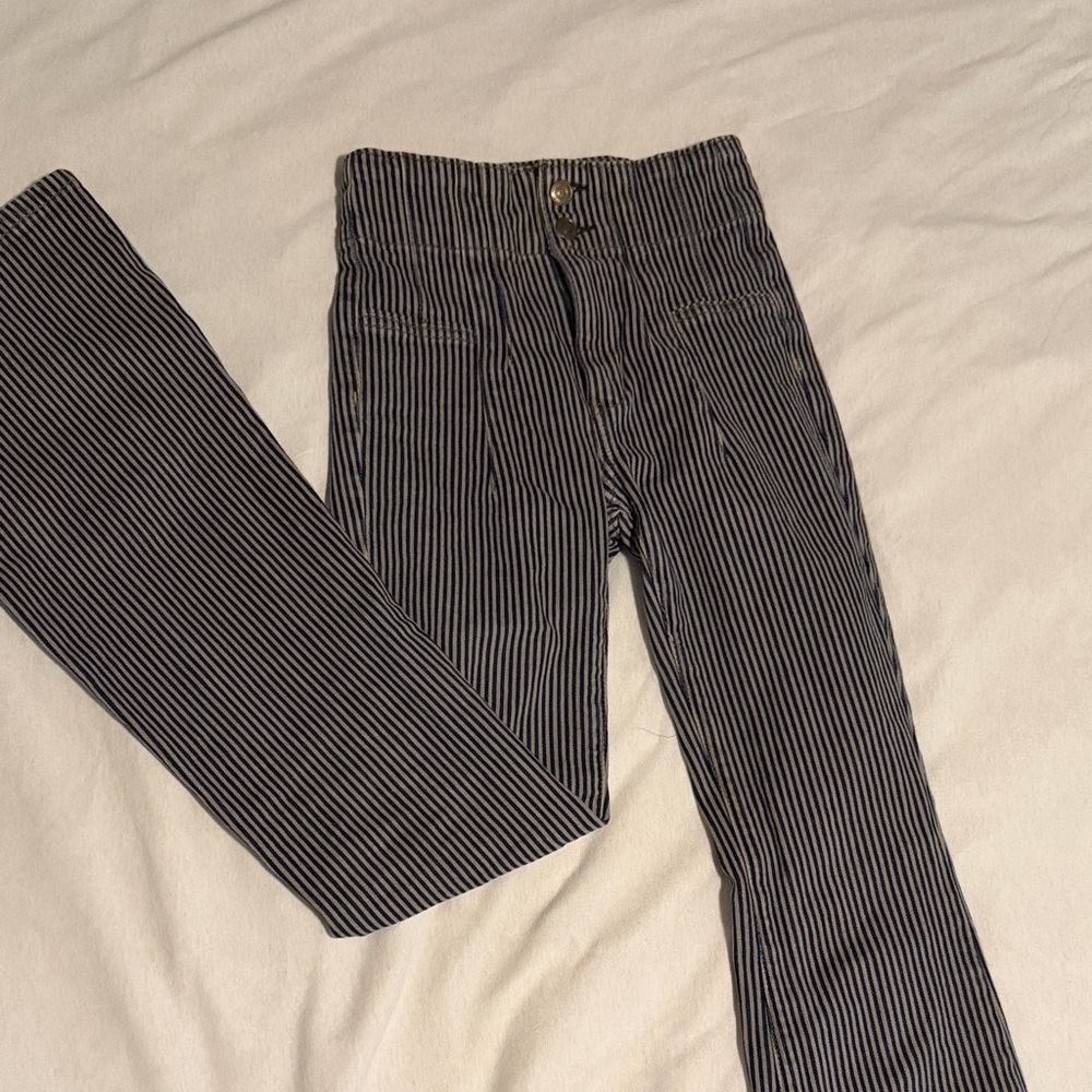 Blue and White Striped Pants
